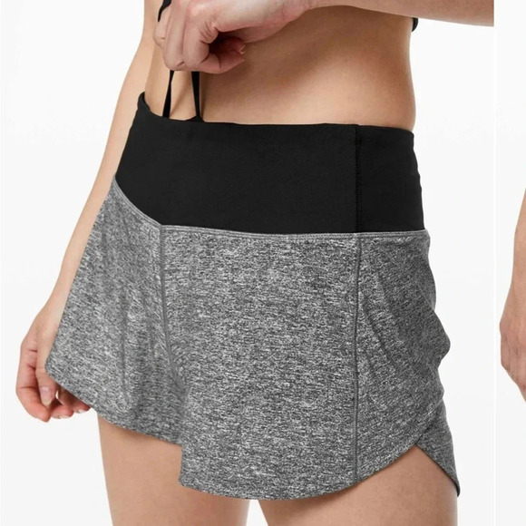 Lululemon Speed Up Short Long 4" Updated Fit Heather Lux Multi Black Sz 10 tall - Picture 1 of 6